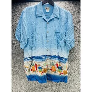 Mens Cherokee Waikiki Wear Shirt Tropical Drinks Hawaiian Short Sleeve Large